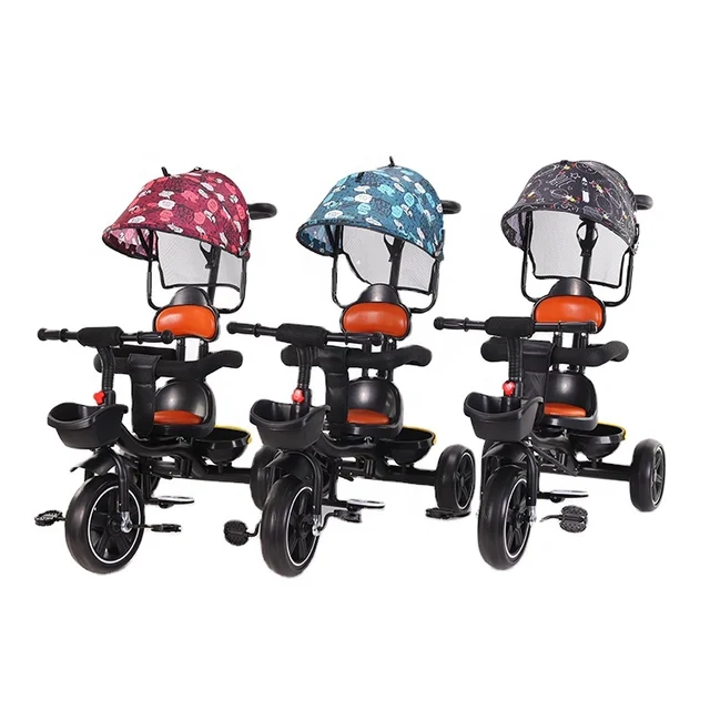 Xe đẩy Senmysan 3 bánh có tay đẩy bàn đạp khung carbon bánh cao su non