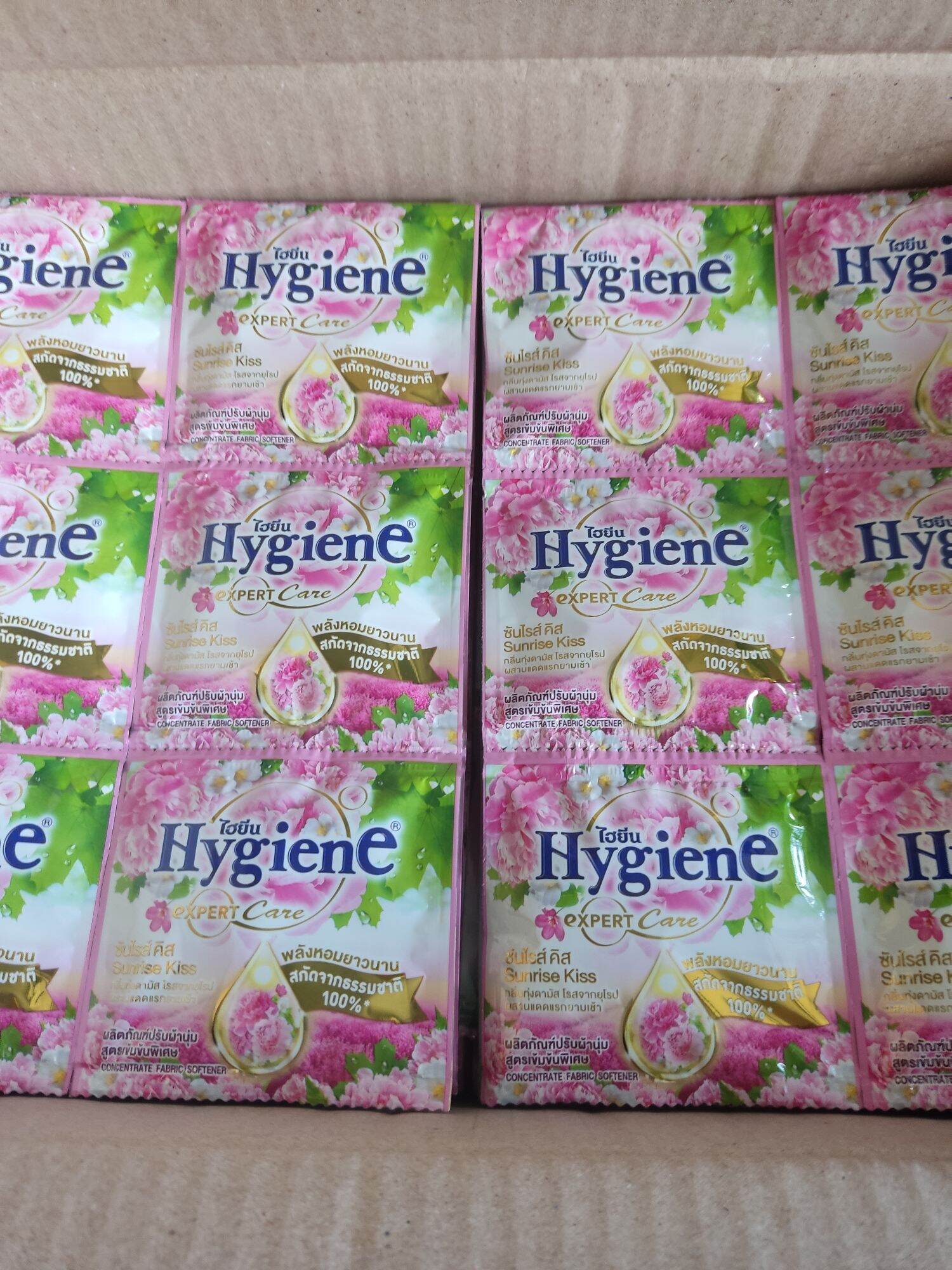 ( 10 gói) nước xả vải hygiene thái lan màu hồng nhạt nội địa