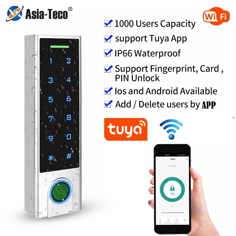 Đầu đọc vân tay Wifi, khóa vân tay cửa cuốn, kết hợp được tất cả các loại khóa điện tử, Access Control