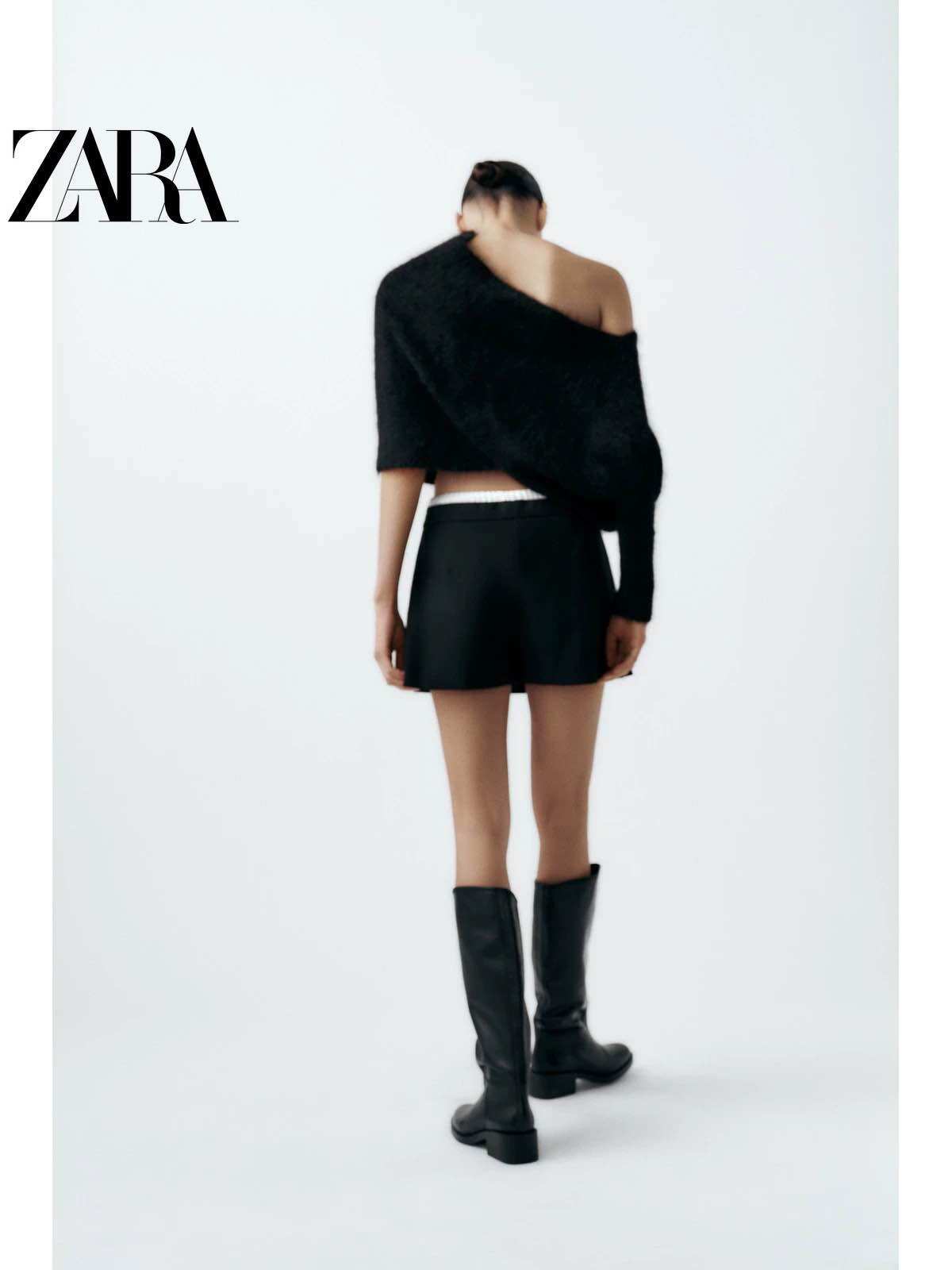 Chân váy Zara xếp ly cạp phối trắng 2 lớp