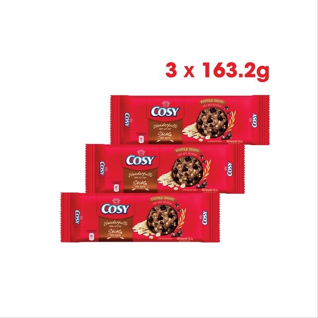 Combo 3 gói bánh quy Cosy Wonderfulls Sôcôla Yến Mạch gấp đôi sôcôla