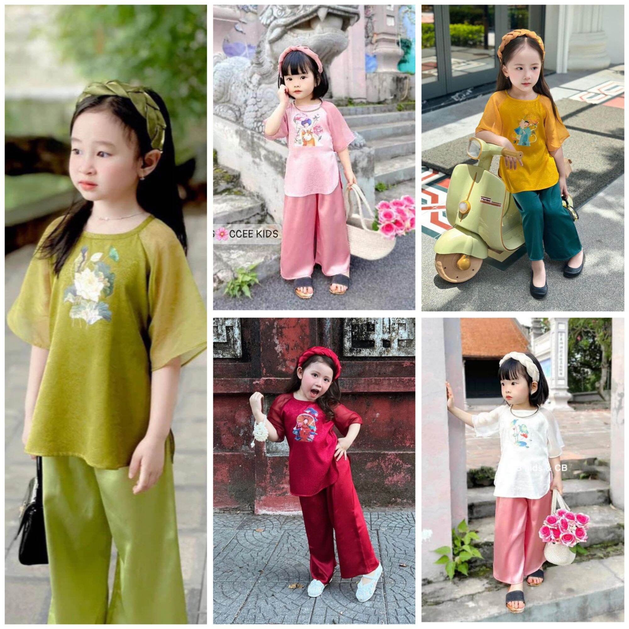Bộ bà ba kèm bờm cho bé gái