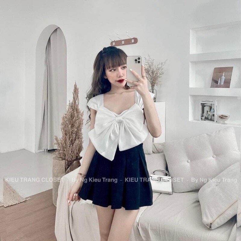 Sét áo NƠ xinh chân váy xếp ly