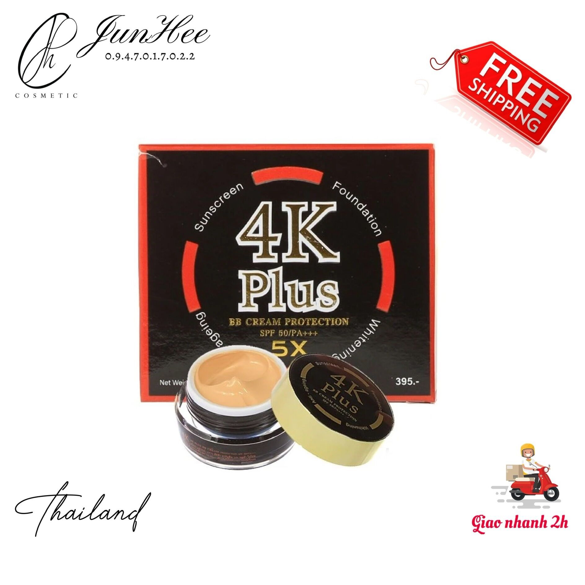 [ JunHee AUTH ] Kem nền chống nắng thần thánh 4K Plus 5X BB Cream ThaiLand