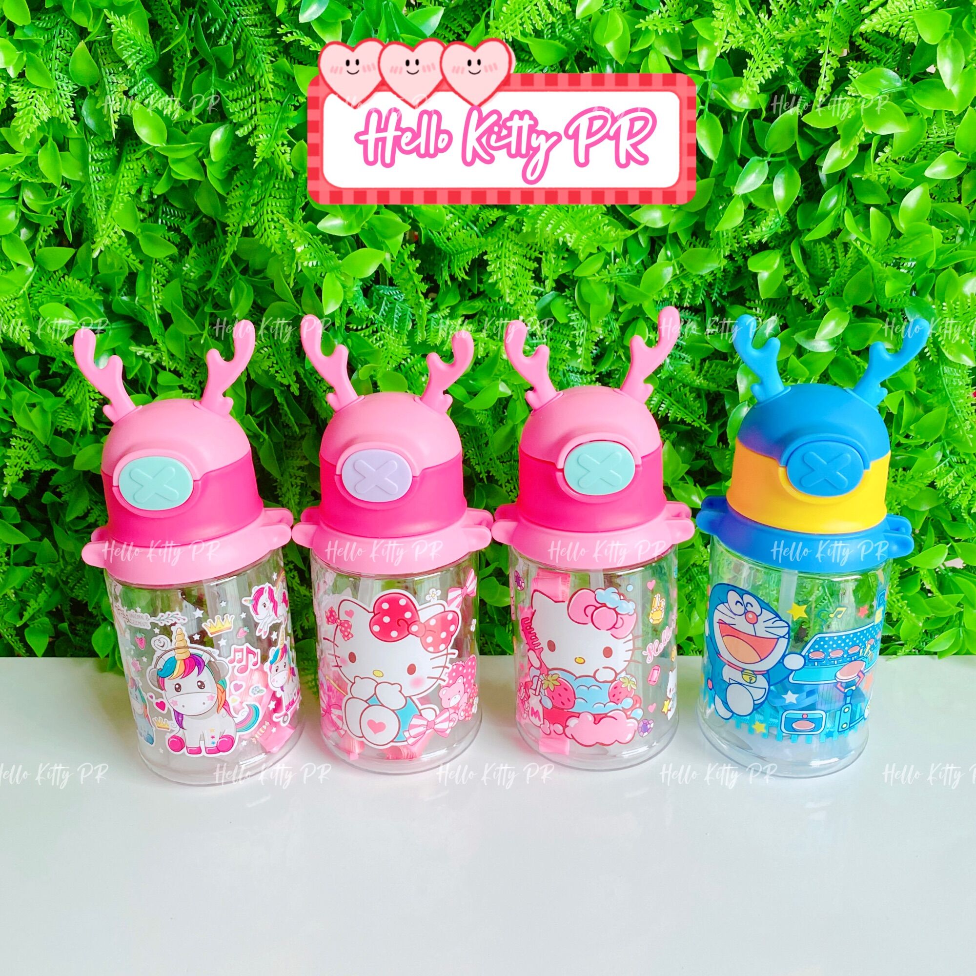 Bình nước 450ml có dây đeo Ponny - HelloKitty - Doremon Doraemon