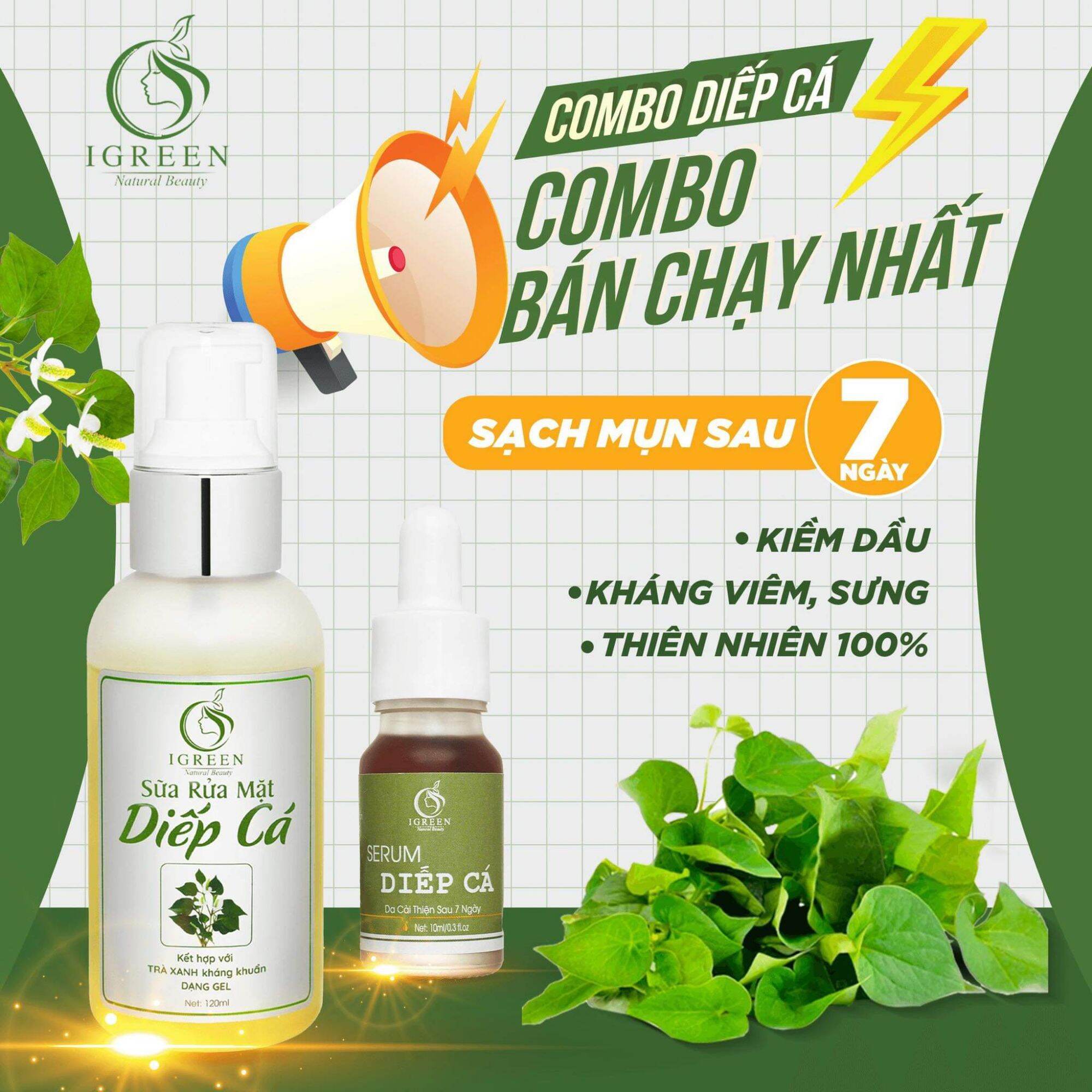 Combo sạch mụn diếp cá igreen