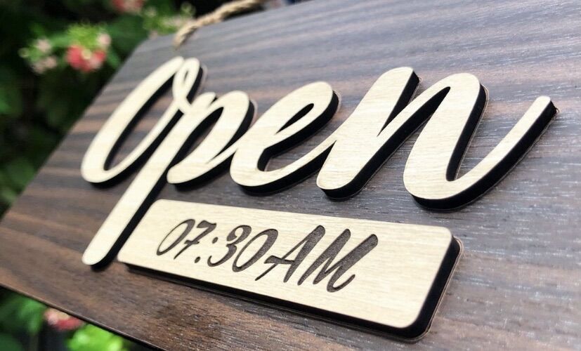 Bảng gỗ Open - Closed 2 mặt treo tường Decor Vintage