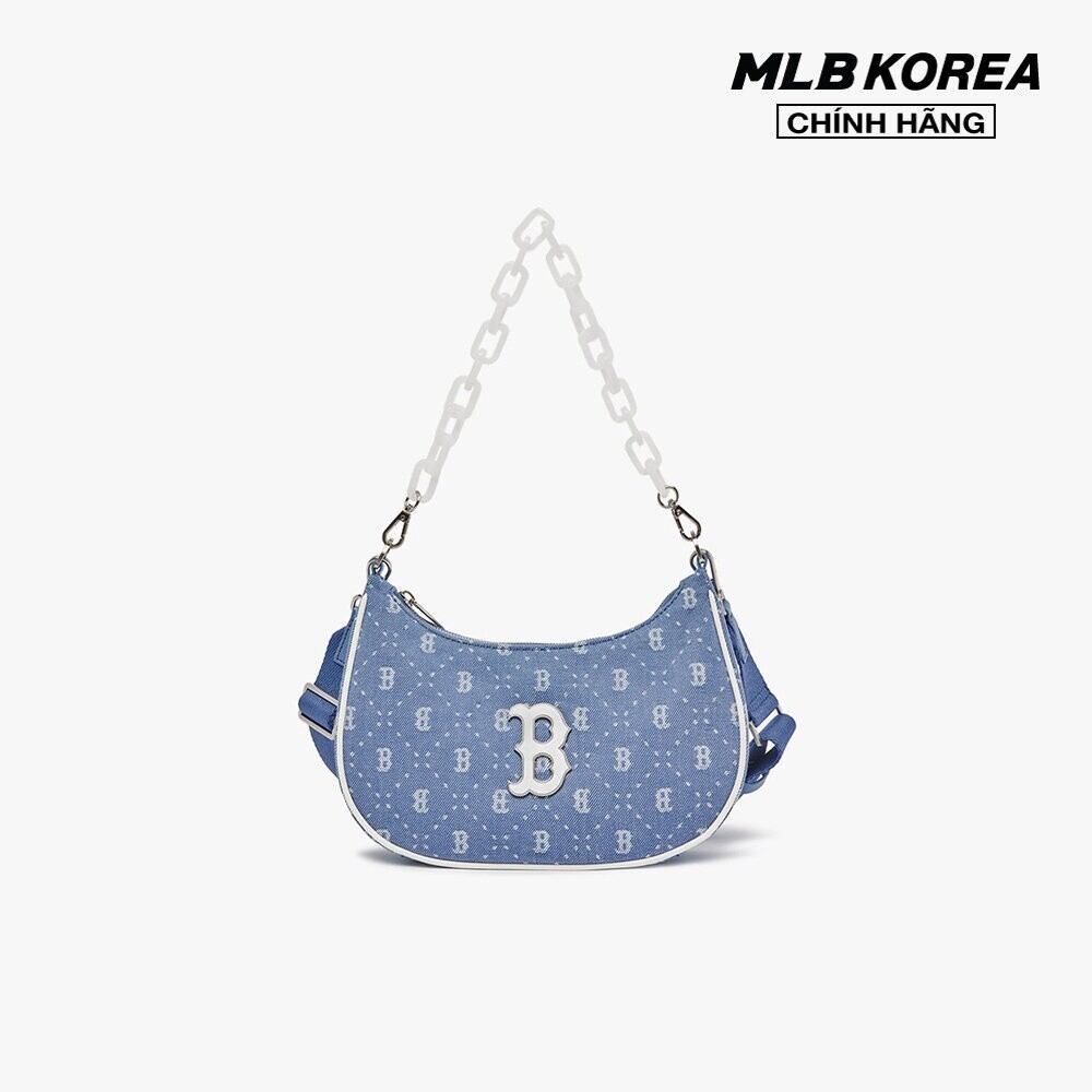 Mlb - túi đeo vai unisex diamond monogram denimlike hobo 3abqs023n-43sbl