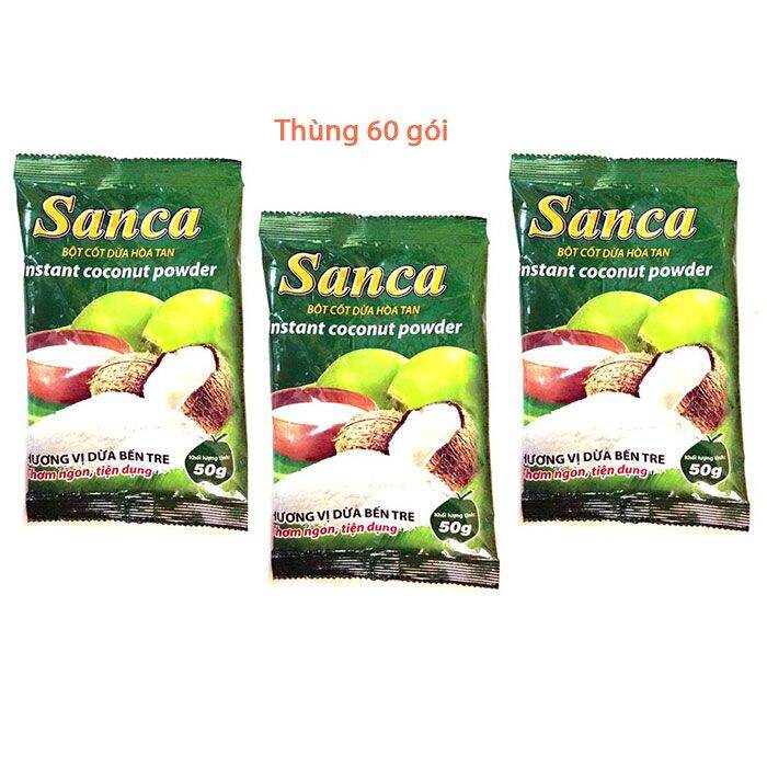 combo 10 gói bột cốt dừa sanca gói 50g