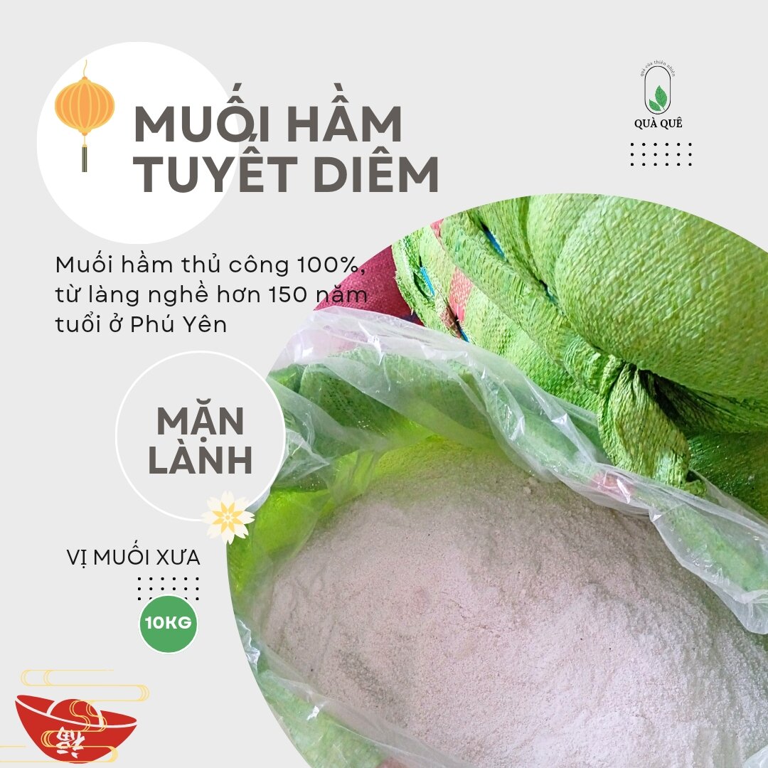 Bao 10kg- Muối Hầm Tuyết Diêm, chuẩn 100%, trắng mịn. Làm nguyên liệu muối vừng, muối lạc, muối chấm, muối tắm cho bé
