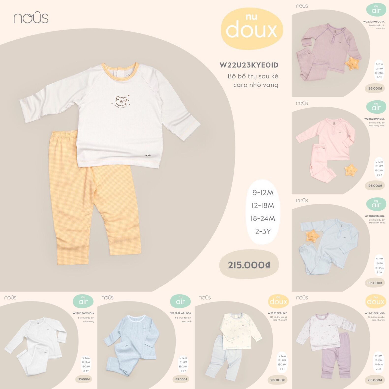 [MỚI] BỘ DÀI TAY NOUS PETIT CÀI VAI. SIZE 12-24M