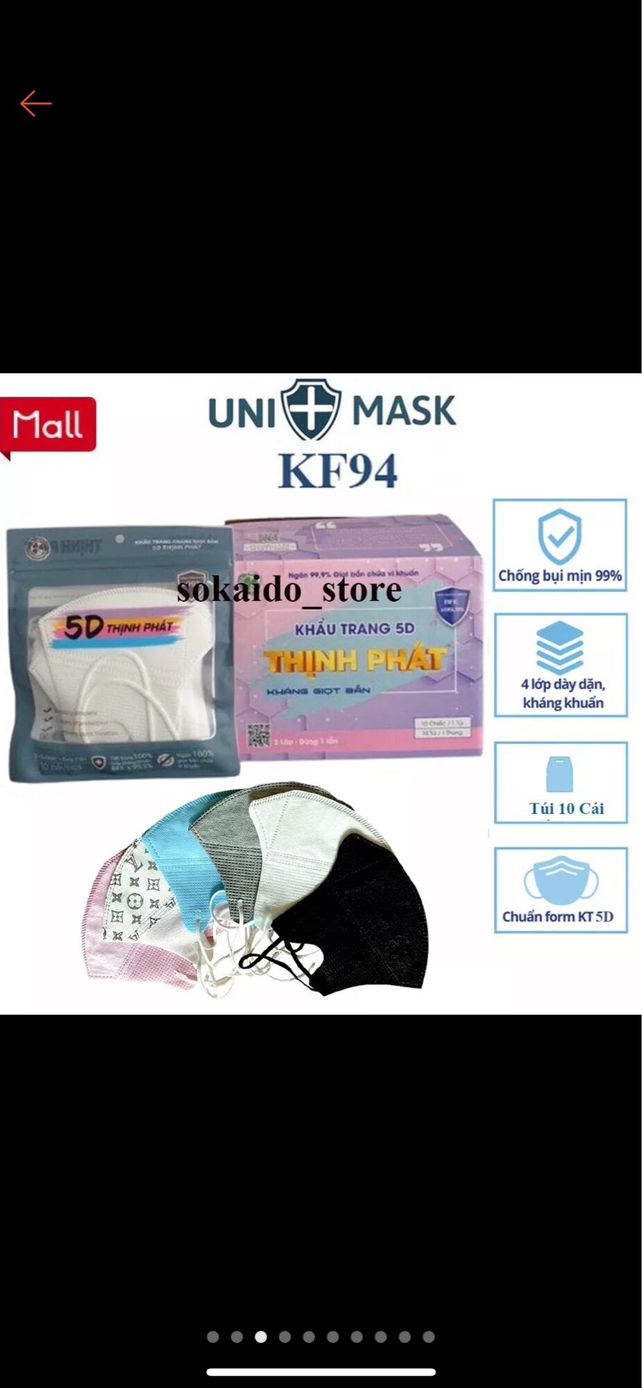 Free Ship  - Thùng 100 Chiếc Khẩu Trang 5D Thịnh Phát 3 Lớp Kháng Khuẩn.