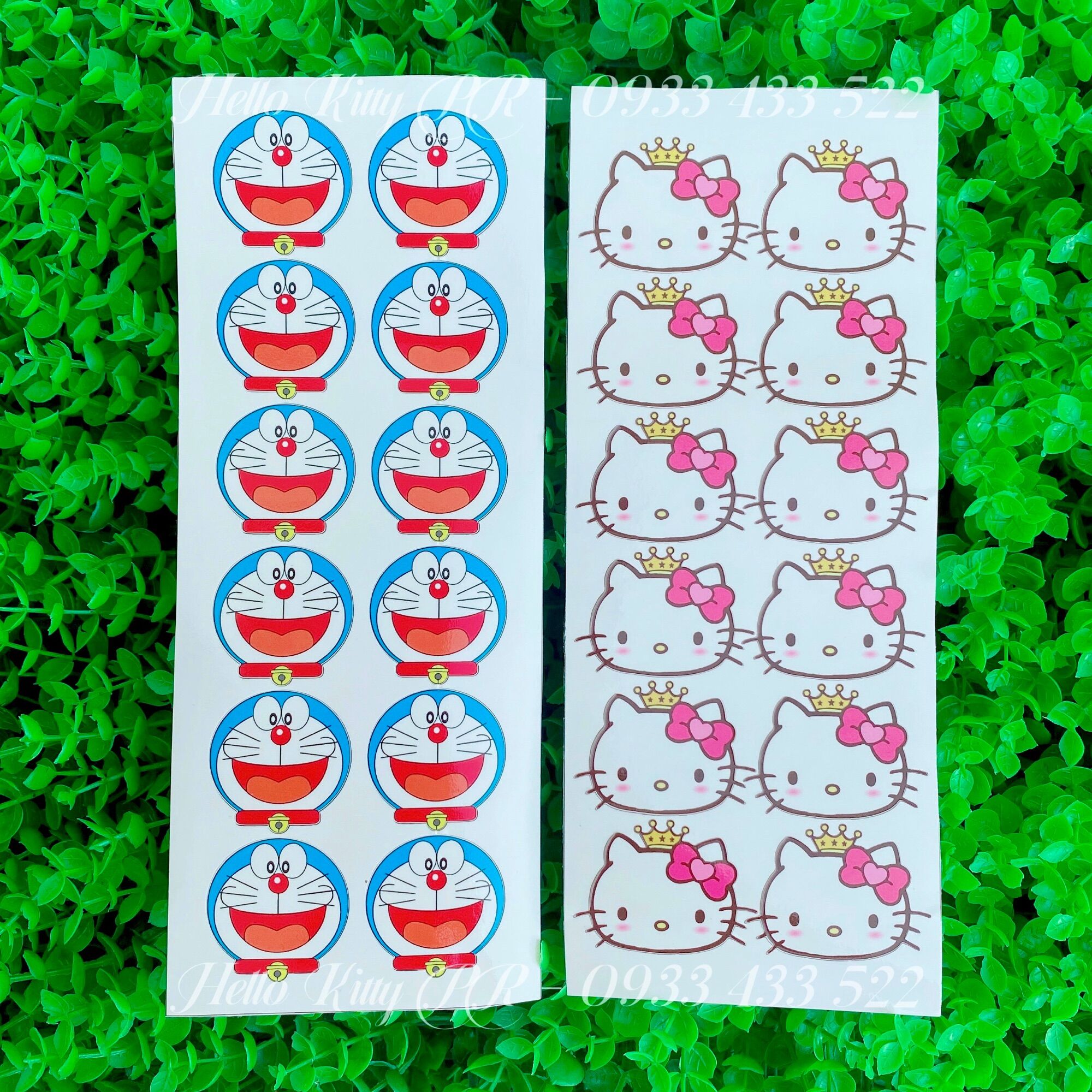 Decal dán trang trí ( dán điện thoại, nón bảo hiểm, dán xe, ổ điện ) Hello Kitty - Doremon Doraemon