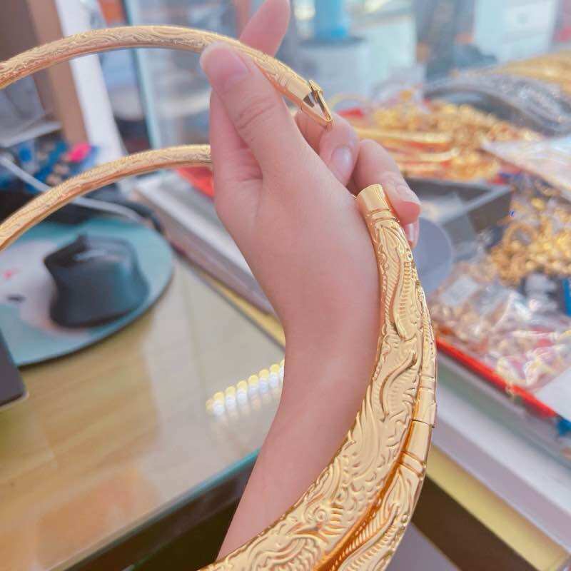 Kiềng cổ cưới long phụng lớn hs cho cô dâu ngày cưới đính hôn Kami trang sức sỉ KHS24K