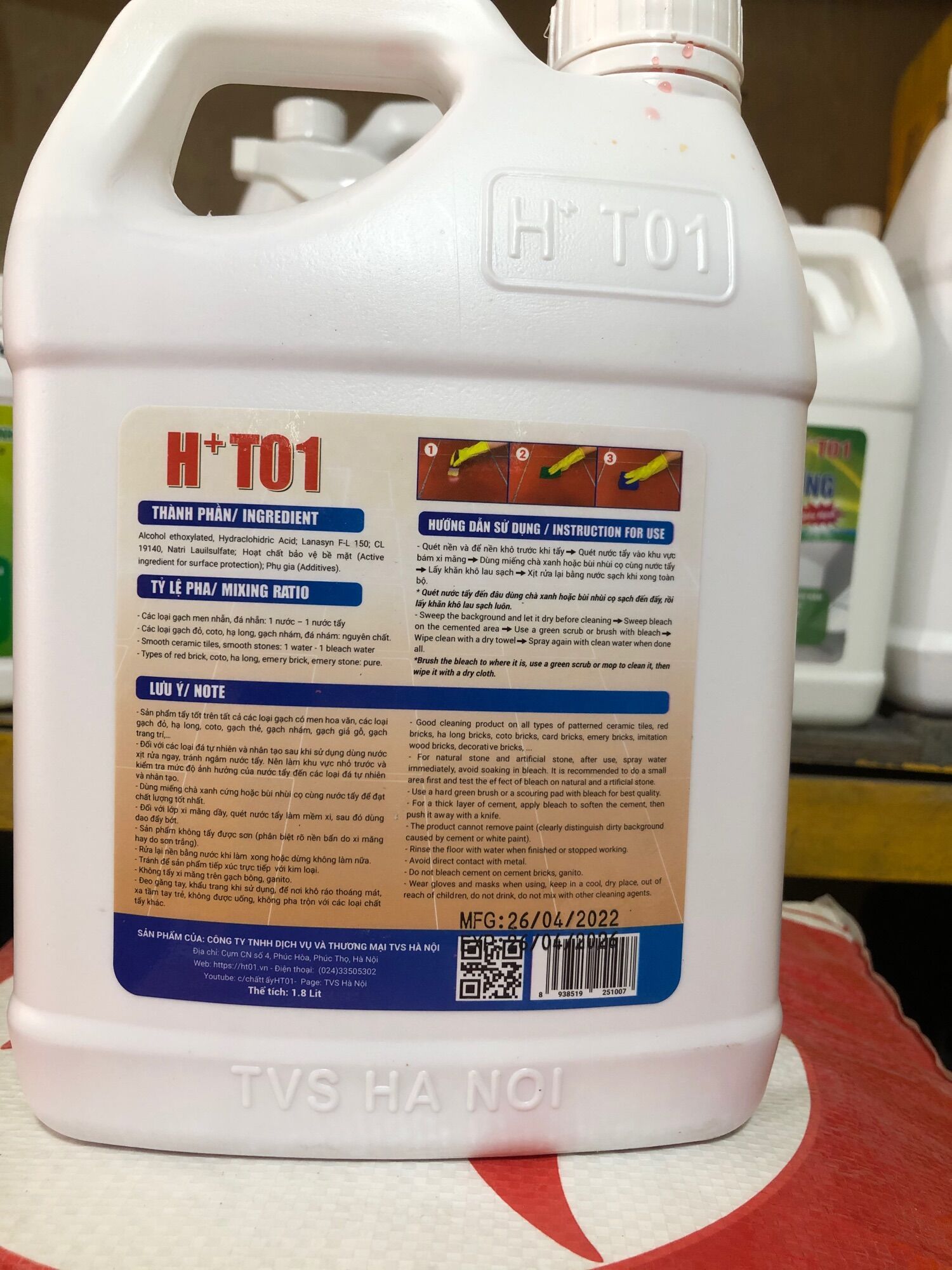 Tẩy cặn xi măng, Tẩy gạch can 1,8l