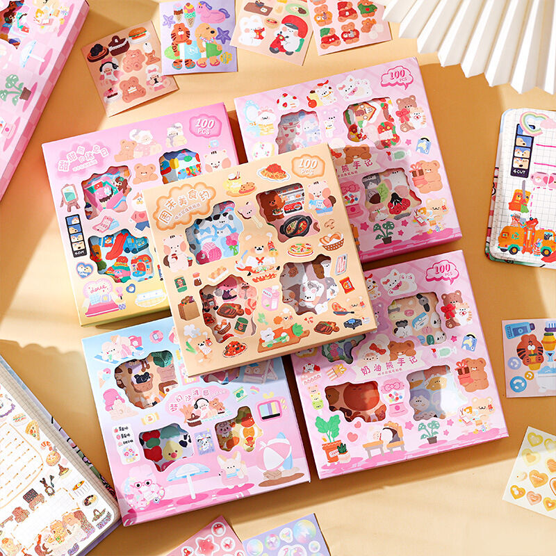 Hộp 100 tấm sticker hình dán 6x6cm