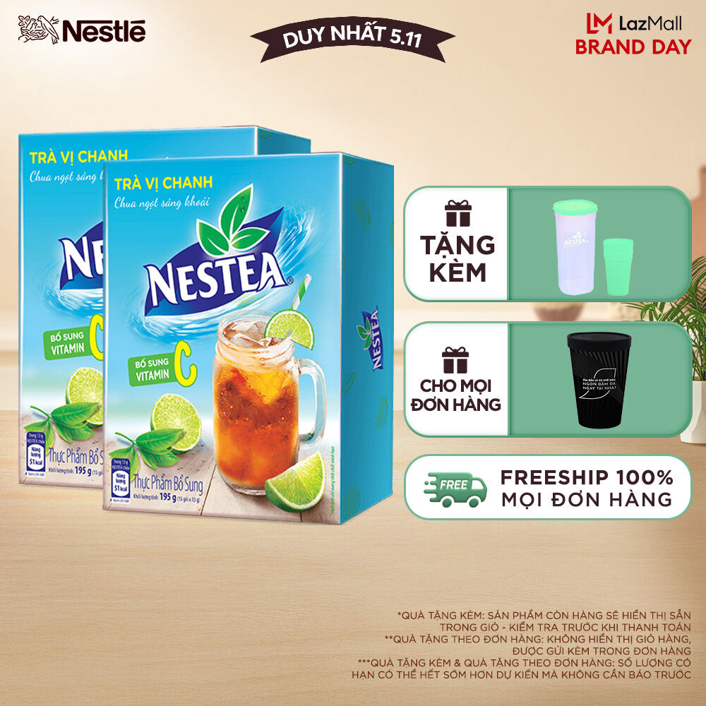 [ƯU ĐÃI THÁNG 11] Combo 2 Hộp Trà vị chanh NESTEA (Hộp 15 gói x 13g)