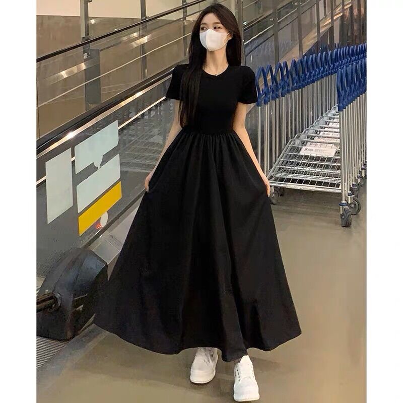Đầm Maxi Tay Ngắn, Đầm Xoè Dài Có Tay, Đầm Maxi Trơn Đơn Giản