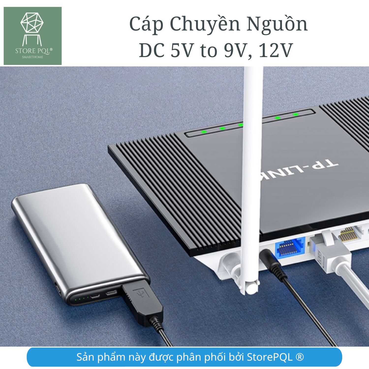 CP25 - Dây Cáp chuyển Usb 5v Sang 9v 12v cho modem router có Wifi khi cúp điện