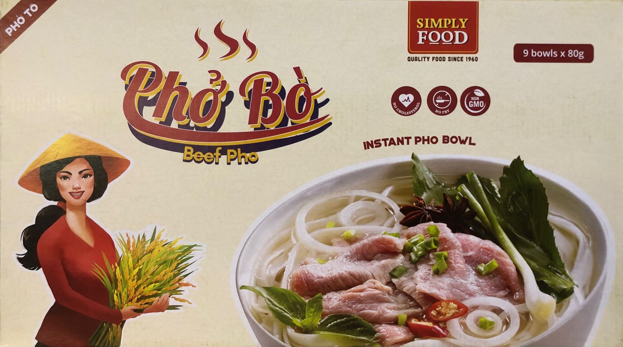 Phở Bò Tô ăn liền (9 tô/thùng) -  Beef Pho (9 bowl per box)