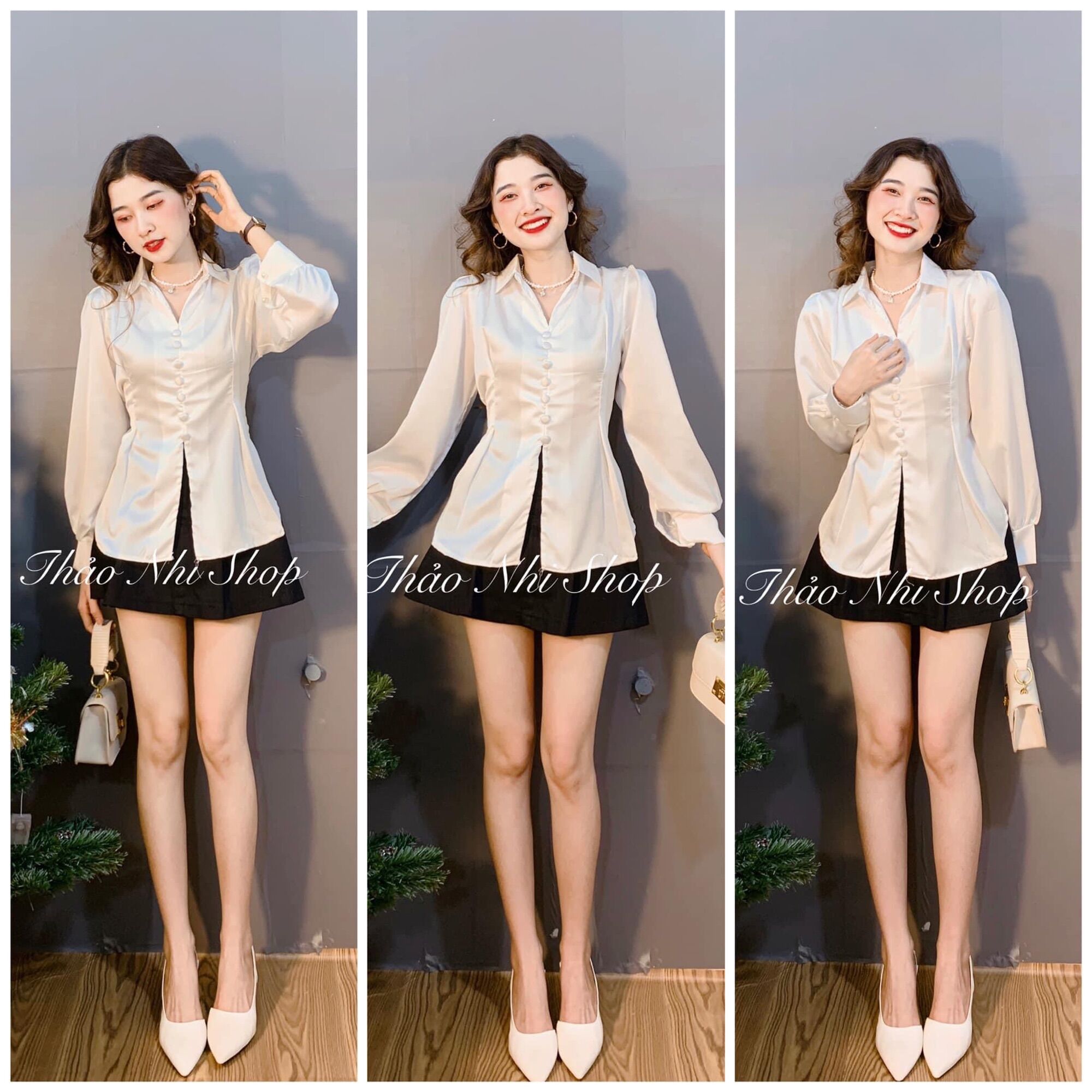 Áo Sơ Mi Tay Phồng Cột Nơ Sau