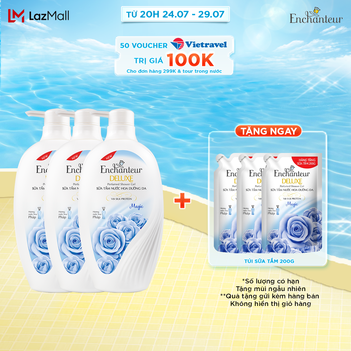 Combo 3 sữa tắm hương nước hoa 650g + Tặng 3 túi sữa tắm 200g ( giao mùi ngẫu nhiên)