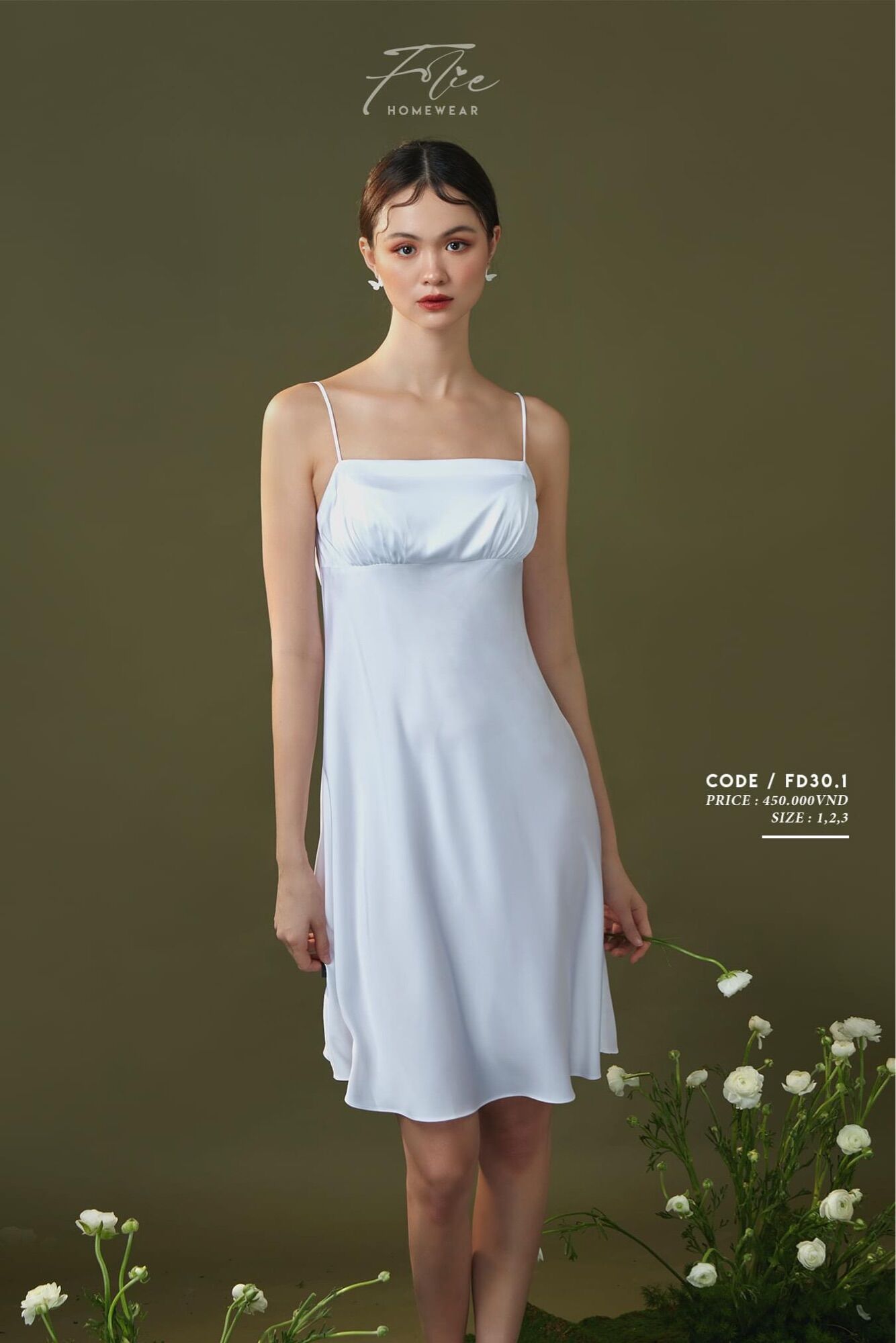 Folie Homewear đầm mặc nhà 2 dây lụa FD30.1