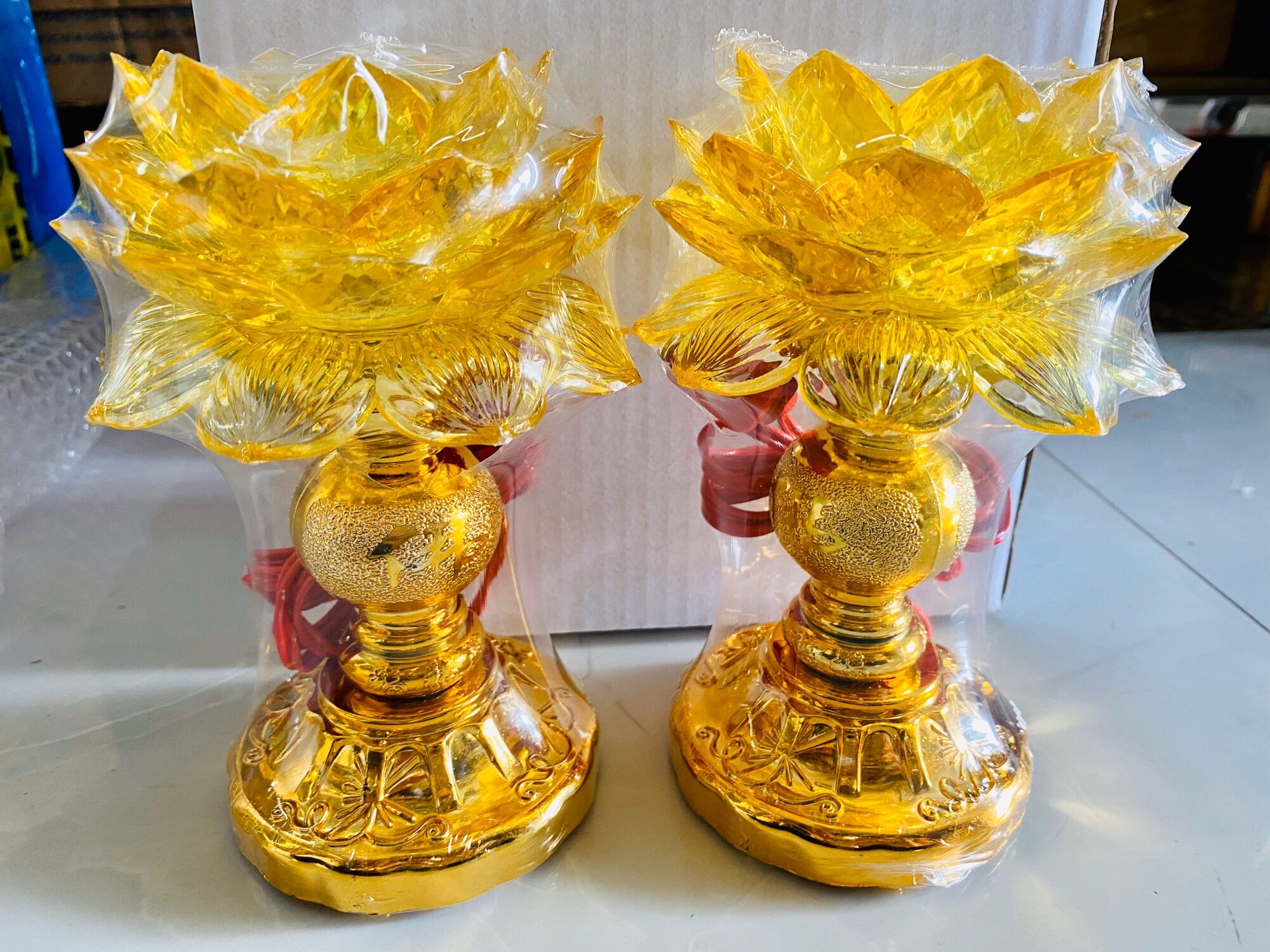 ĐÈN THỜ HOA SEN LED XI (GIÁ MỘT CẶP)