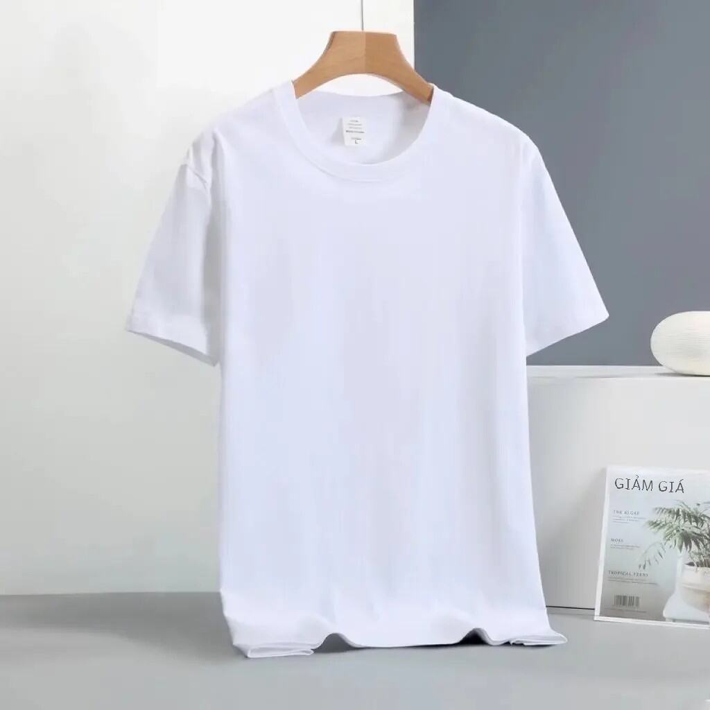 Nam Tùy Chỉnh Logo Áo Thun 210G Màu Trơn Cotton Ngắn Tay Cổ Tròn Lớp Đế In Tee