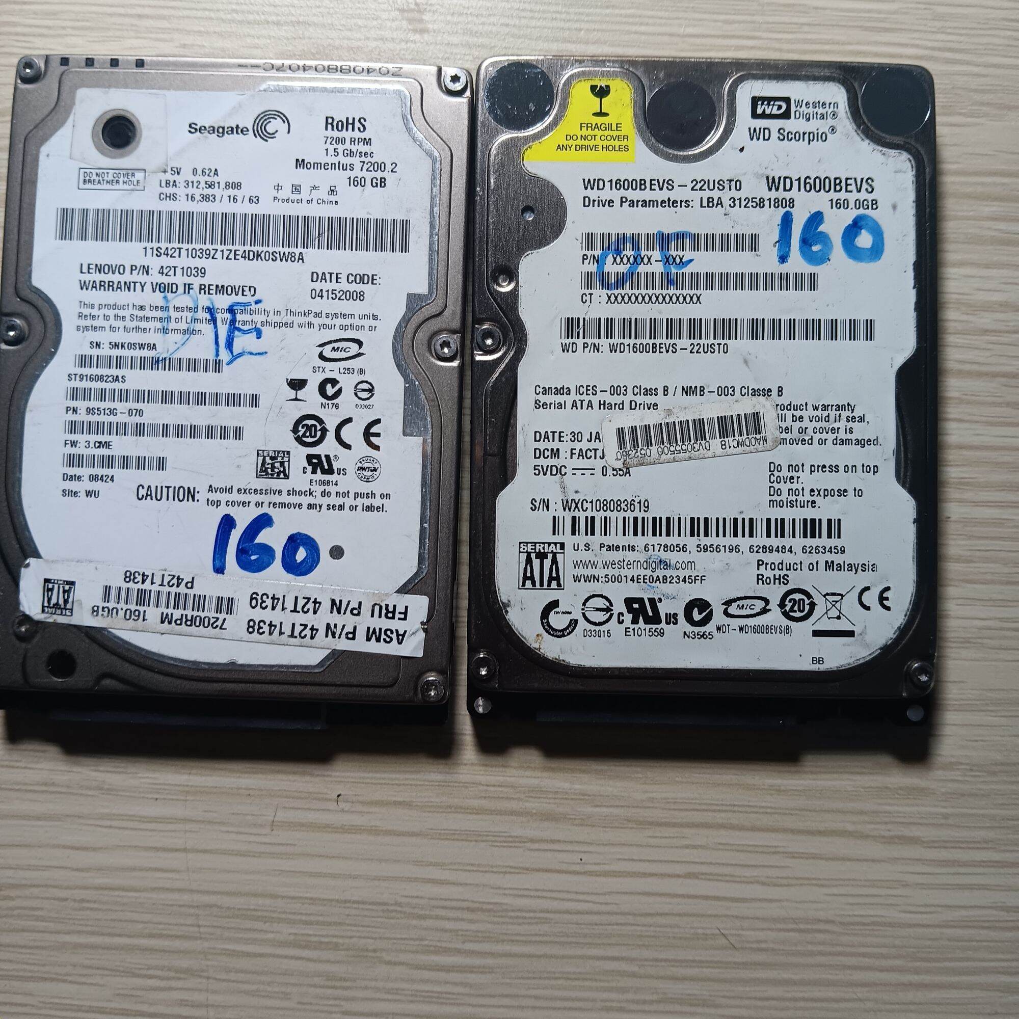 Ổ cứng laptop cũ tháo máy 160g