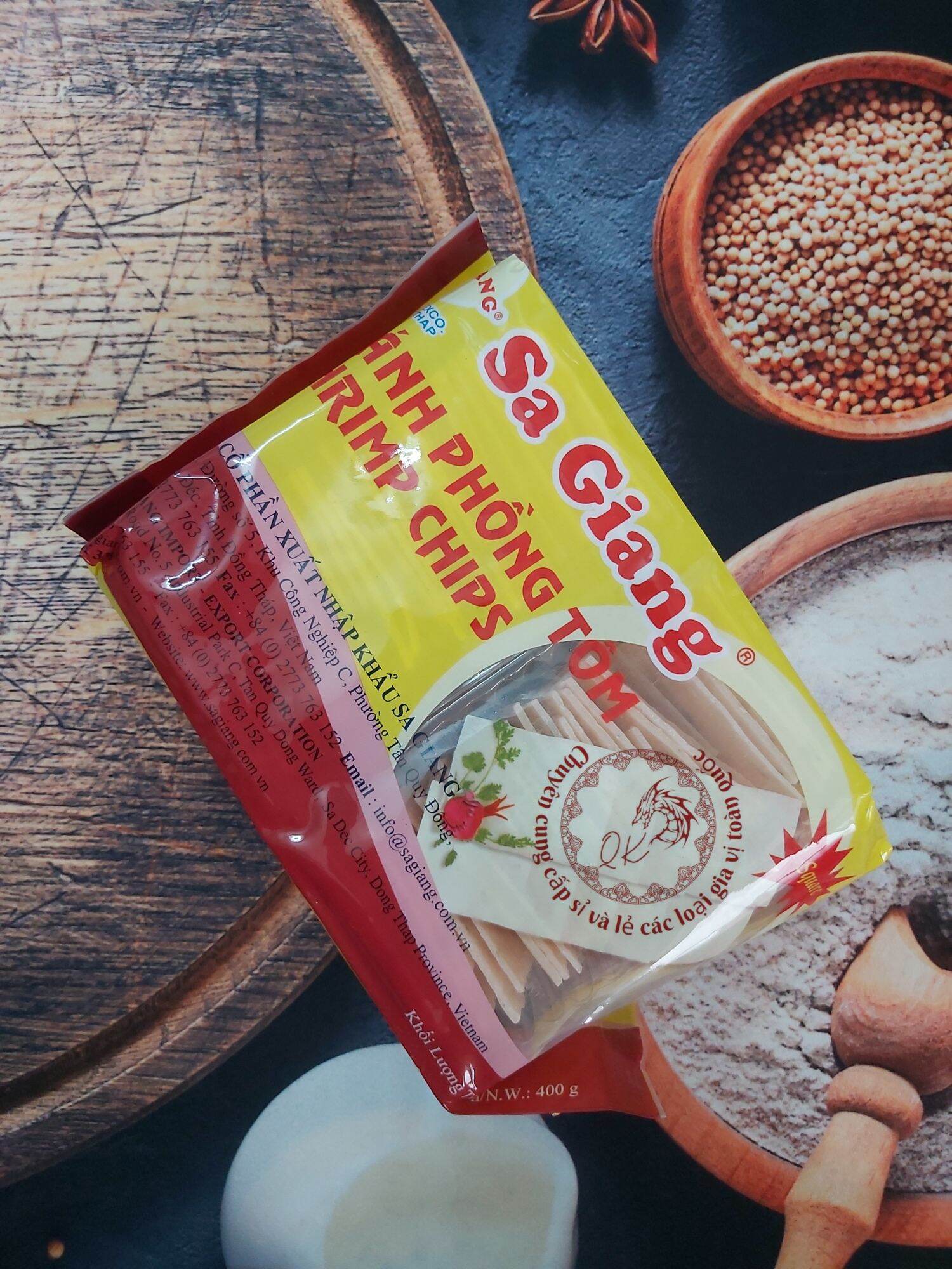 Bánh phồng tôm Sa Giang hình vuông gói 400gr