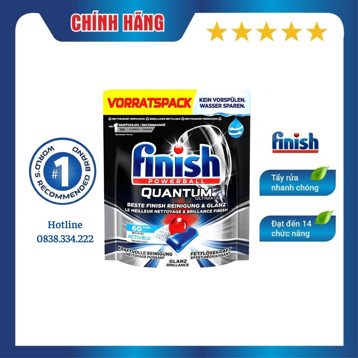 Viên rửa bát Finish Quantum Ultimate 60 viên - Quantum Max - Quantum - loại cao cấp nhất