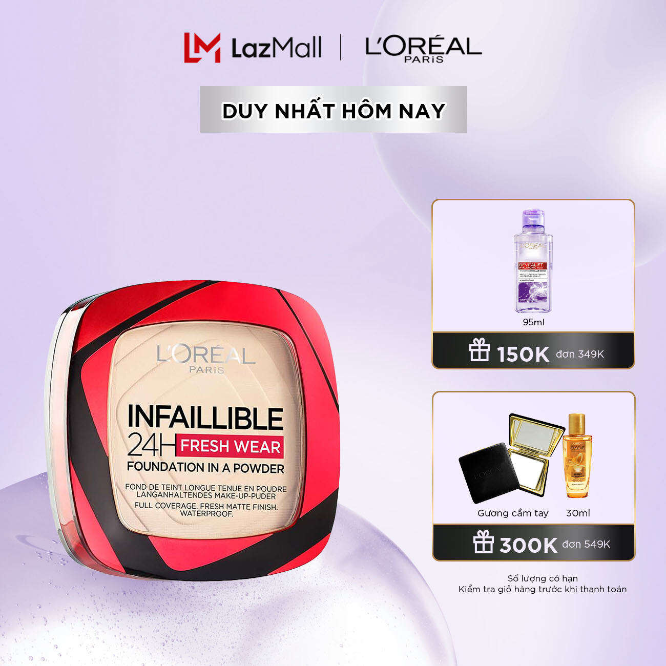 Phấn nền che phủ cao, mịn lì tự nhiên l’oreal paris infallible fresh wear foundation in a powder 9g