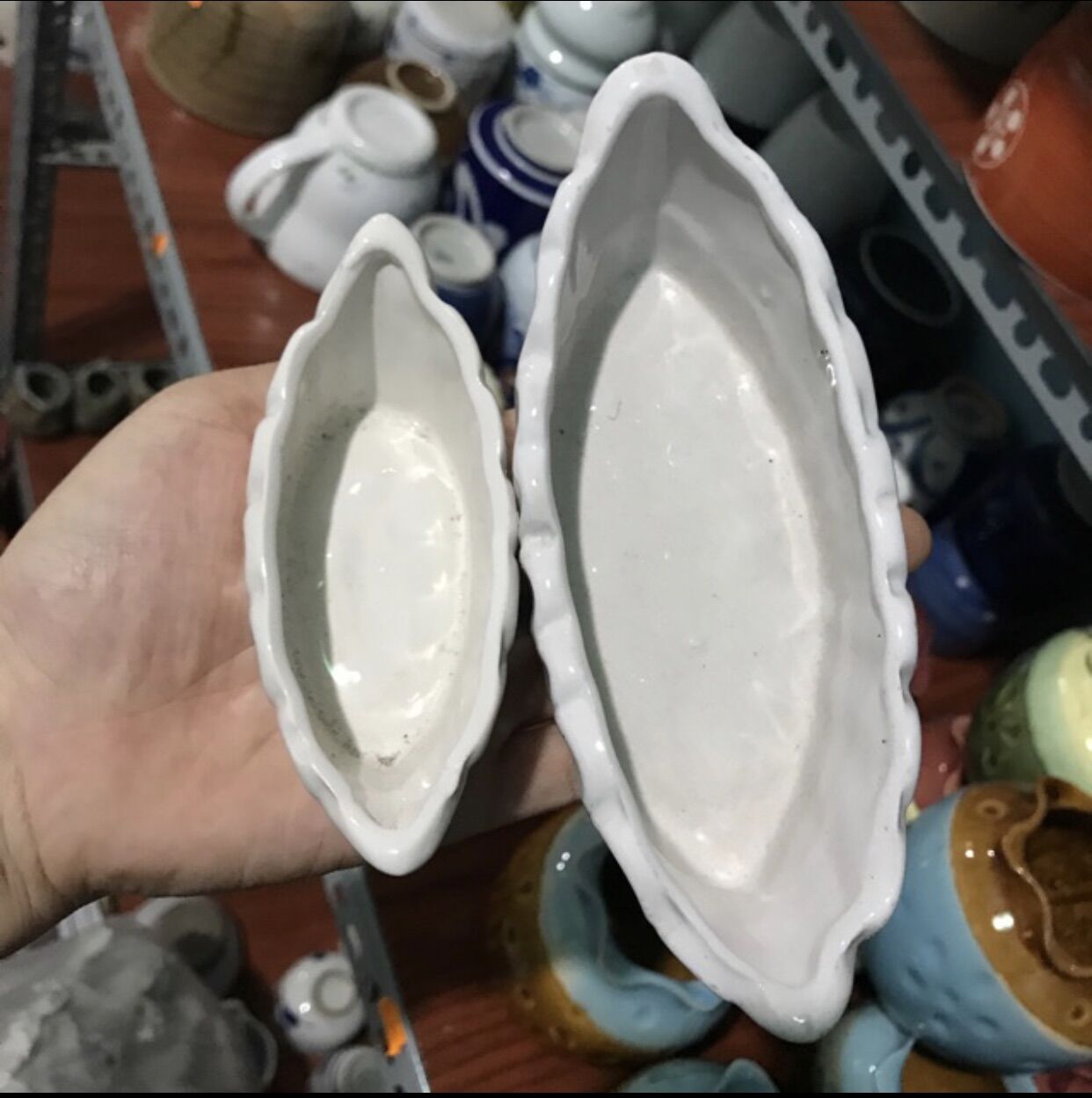 Chậu sứ mini làm handmade dáng thuyền