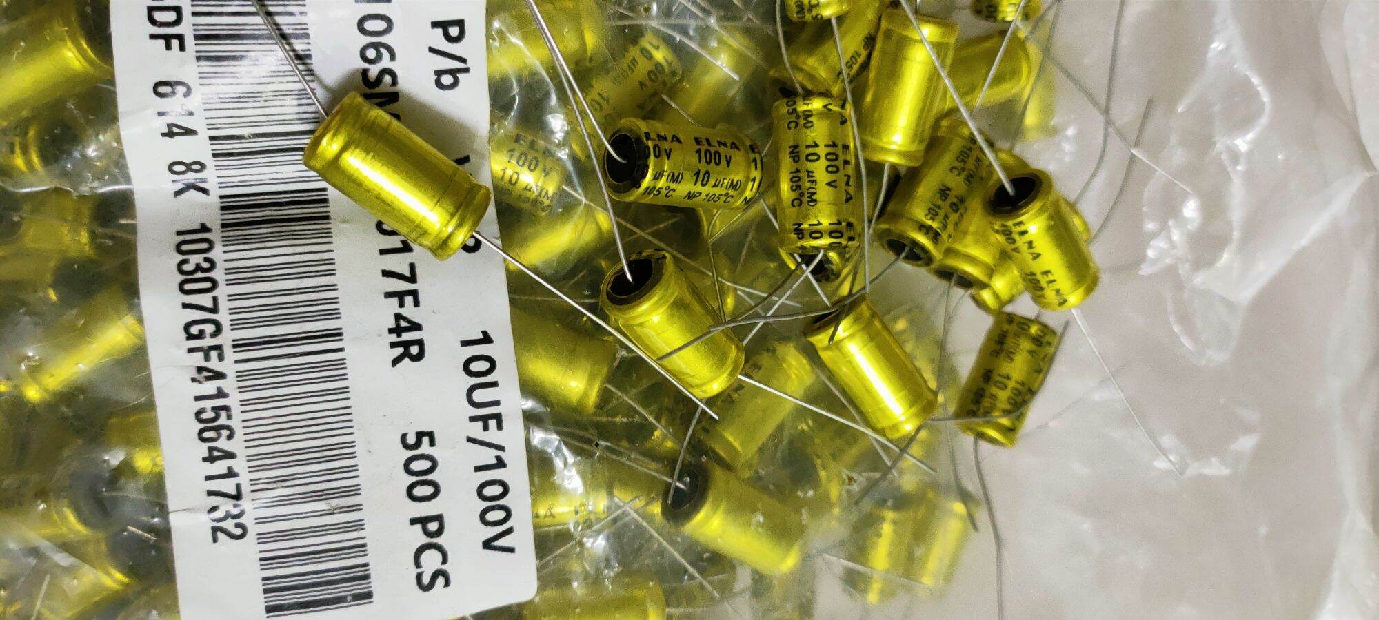 10 Tụ loa 2 đầu 10uf 100v màu vàng