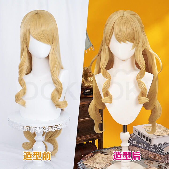 DOKIDOKI Cosplay Wig Long Curly Hair Fairy Tail Navia Cosplay Accessory Anime Character Full Coverag