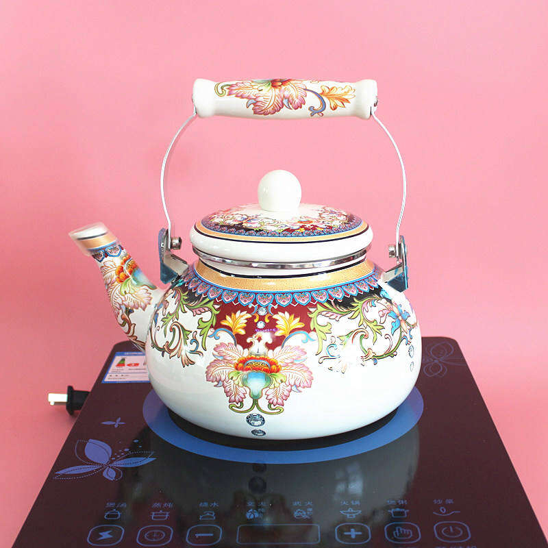 Thickened Flat Bottom 2.4L Enamel Kettle with Cartoon Le Sucre Rabbit Pattern Universal Boiled Water Kettle Cold Water Kettle Teapot Milk Tea Pot