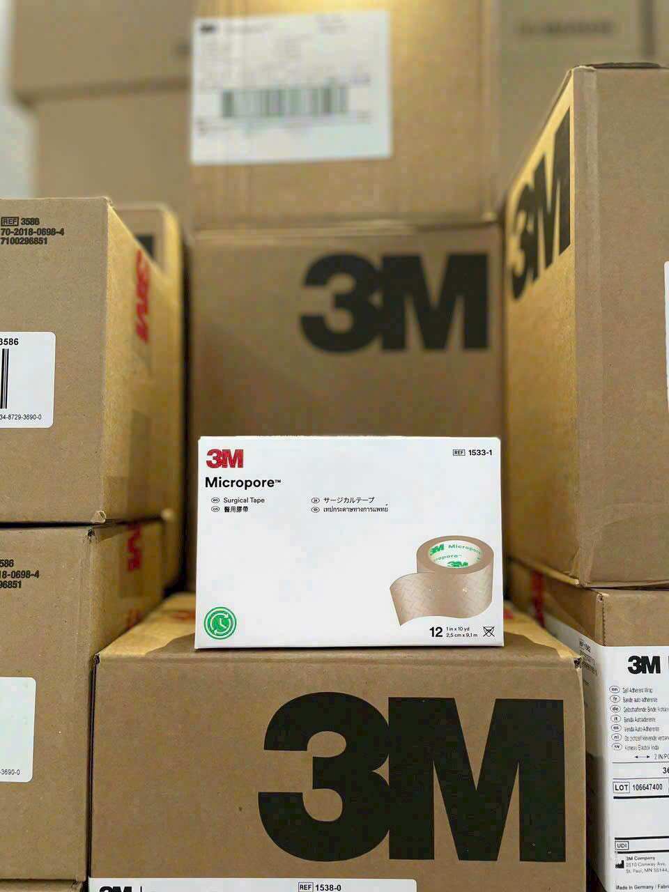 [CHÍNH HÃNG] 3M MICROPORE 1533-0 (1.25cmx9.1m), 1533-1 (2.5cmx9.1m) Băng keo giấy màu nâu (màu da) dán sửa mũi, nâng mũi
