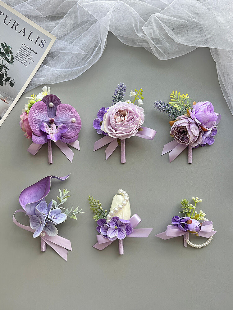 Dreamy Purple Butterfly Orchid Wedding Boutonniere for Groomsmen And Bridesmaids Business Events Guest Lapel Flower