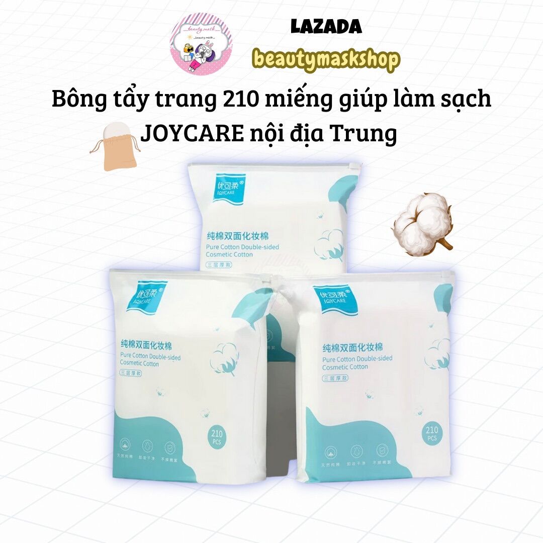 Bông tẩy trang làm sạch mịn 210 miếng JOYCARE nội địa Trung
