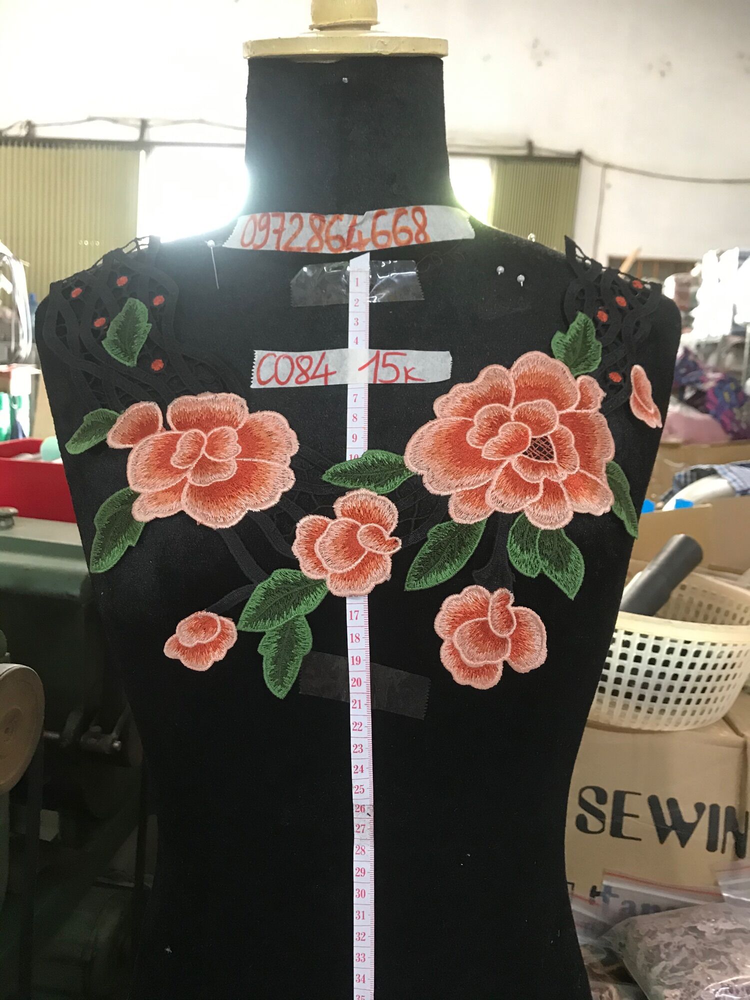 Cổ ren thêu hoa mã CO84