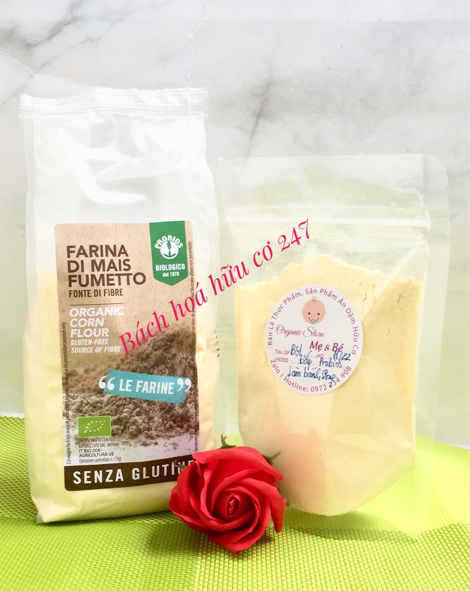 [Tách lẻ 93g] Bột Bắp Hữu Cơ Probios Từ gói 375g - Ý