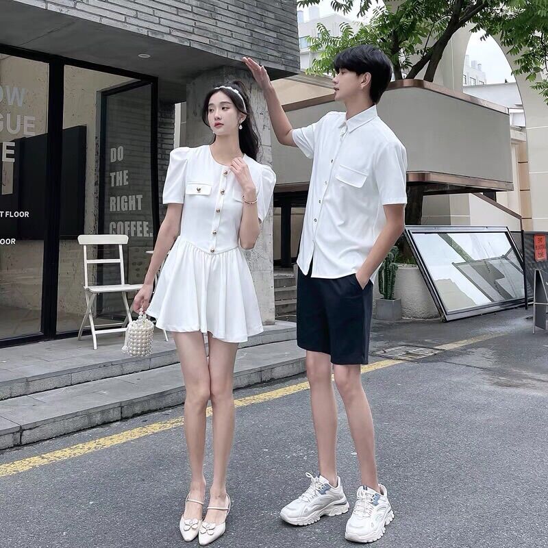 Set đồ đôi sơmi nam váy nữ dự tiệc, chụp ảnh cưới