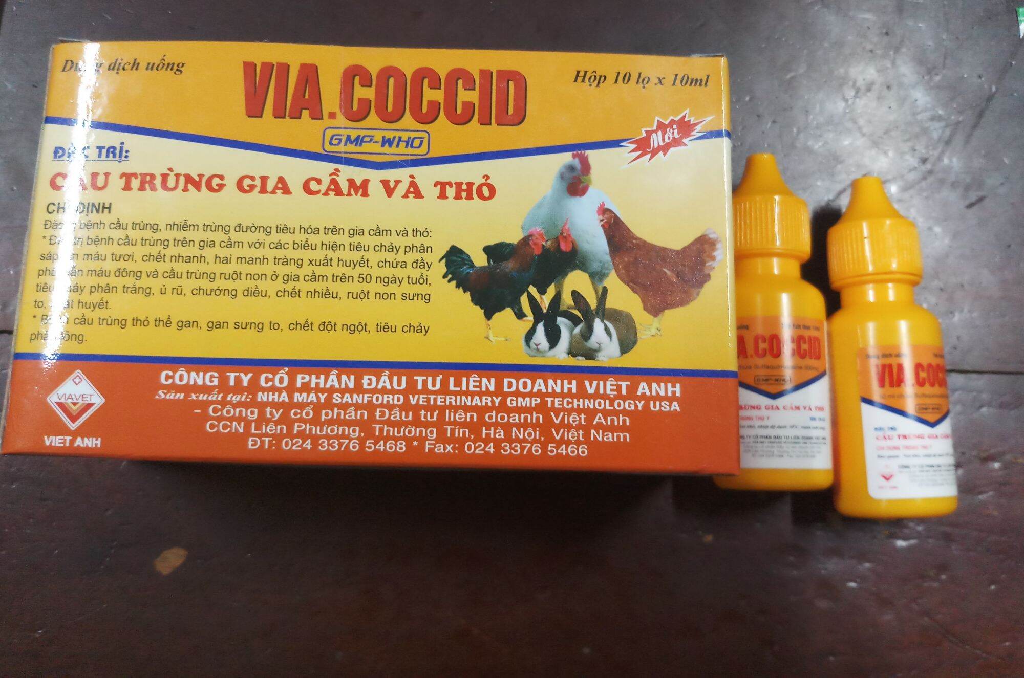 Via coccid combo 2 lọ*10ml cầu trùng gia cầm, nhỏ trực tiếp