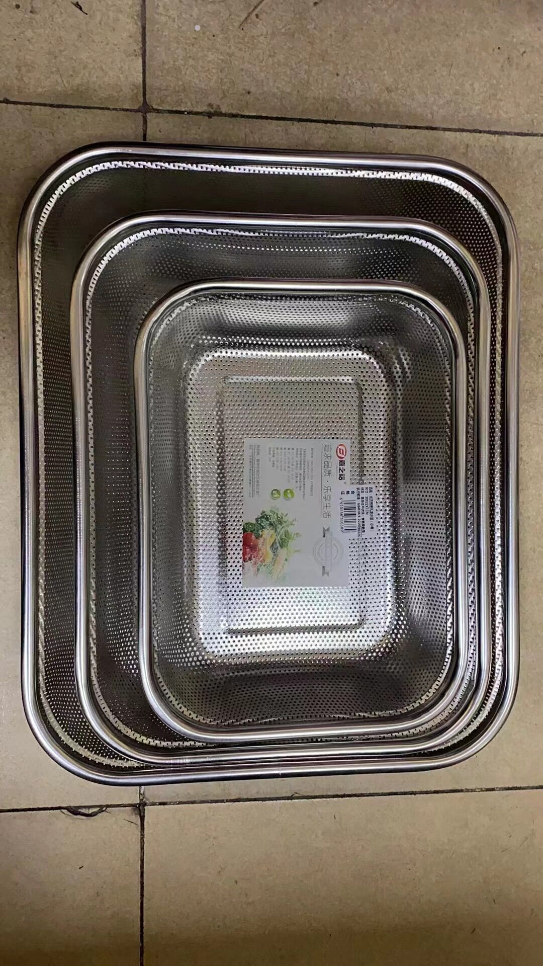 Bộ rổ inox 3 cái dạng đục lỗ
