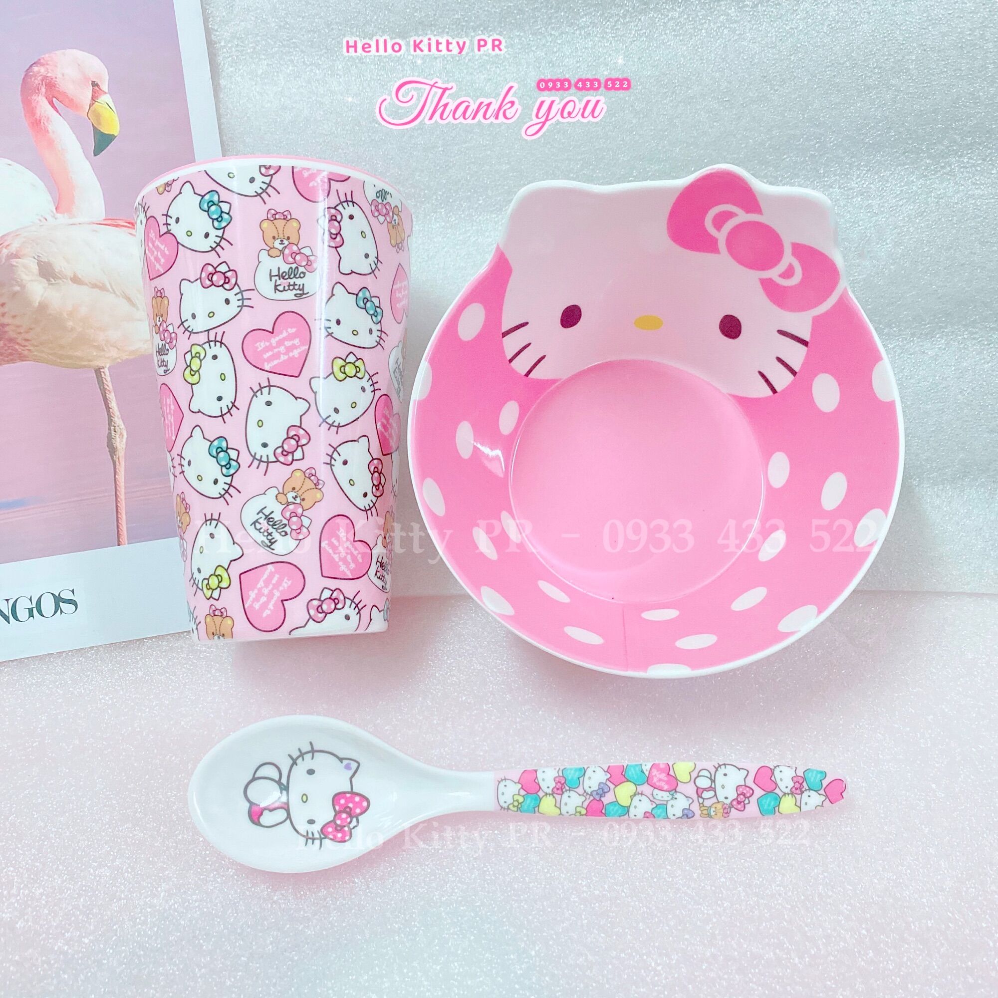 Combo chén muỗng ly tô Hello Kitty
