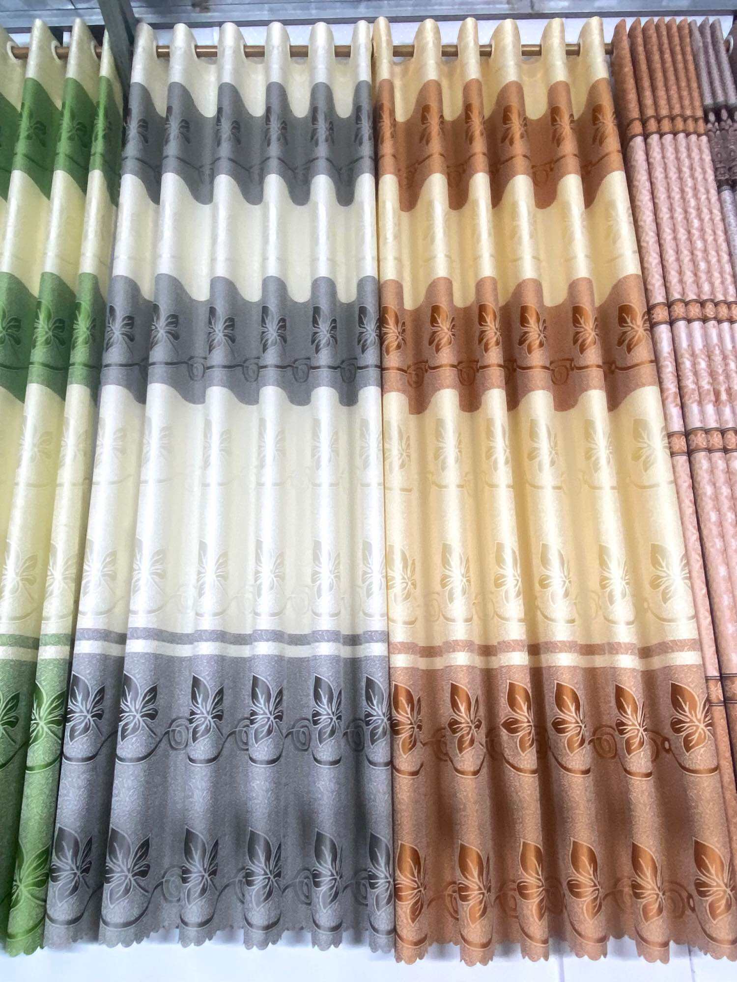 Rèm xám trắng, hoạ tiết dây lá, hàng đẹp, vải mềm, sóng suôn, rèm cửa sổ, cửa chính, ngăn phòng, decor phòng