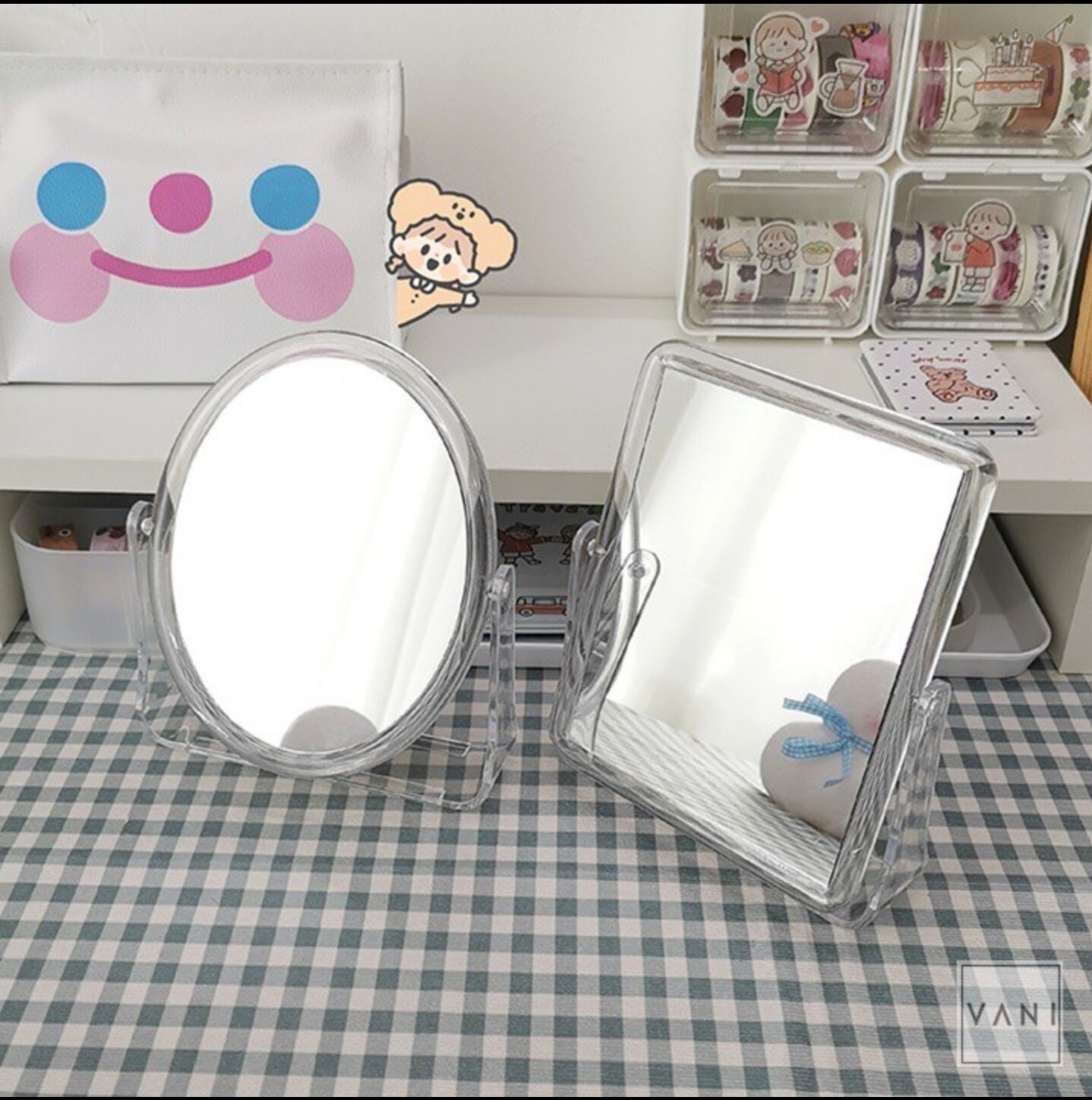 GƯƠNG LÚA MẠCH TRANG ĐIỂM ĐỂ BÀN XOAY 360°(Hàng loại 1)
