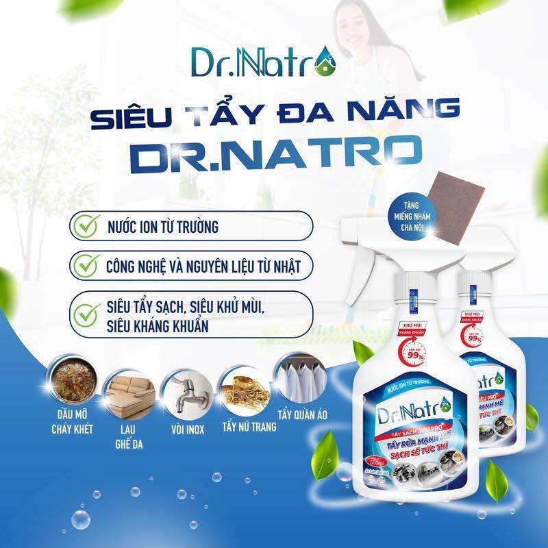 5 Chai nước tẩy rửa đa năng Dr.Natro 500ml Tẩy Sạch Mọi Vết Bẩn Trên Các Bề Mặt