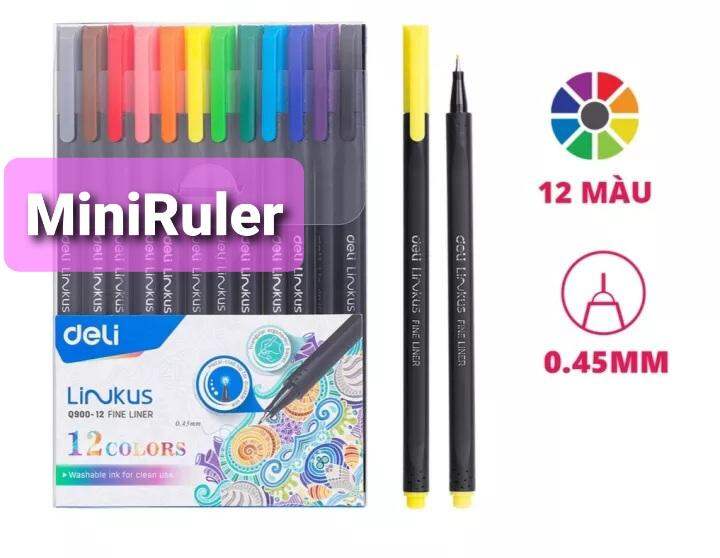 Bút liner đi nét có thể rửa được Deli - Ngòi bọc kim loại 0.45mm - chuyên viết caligraphy thư pháp brush letter - EQ900